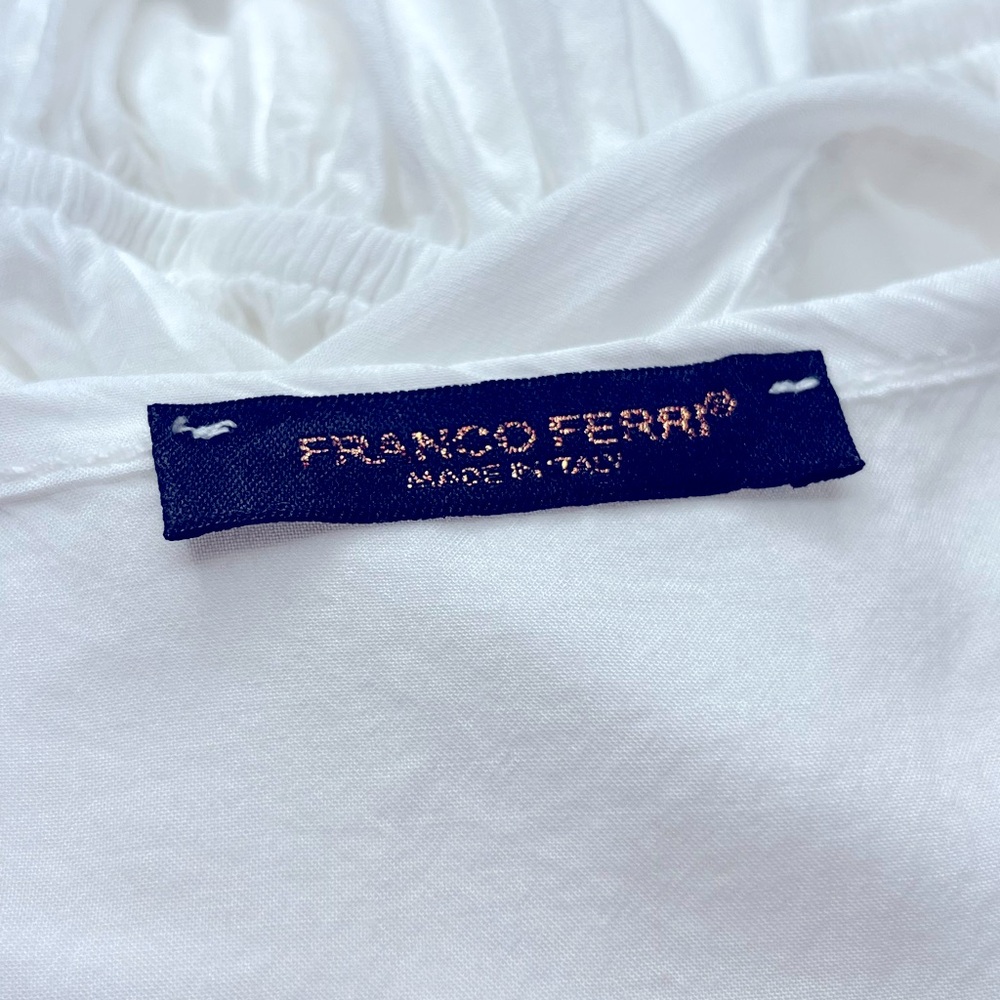 Franco Ferri Made in Italy Cotton Silk White Boho Mini Dress Tunic M - Picture 10 of 11